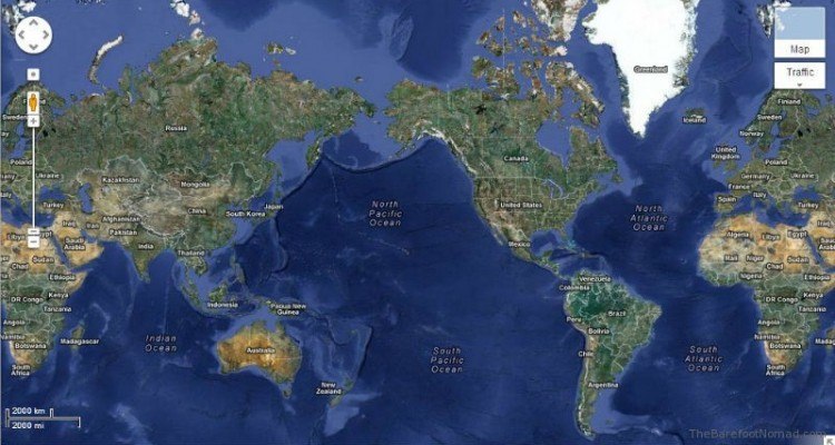 Google Satellite Map of the World The Barefoot Nomad 