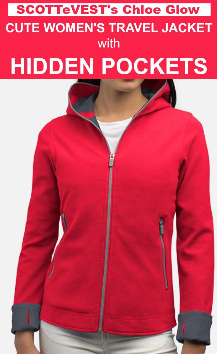 The Cute Womens Travel Jacket with Hidden Pockets SCOTTeVEST Chloe Glow  Hoodie