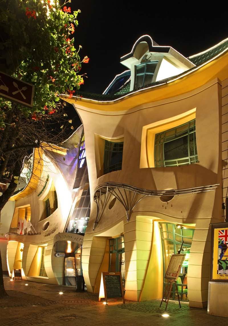 Crooked house Krzywy Domek in Sopot, Poland
