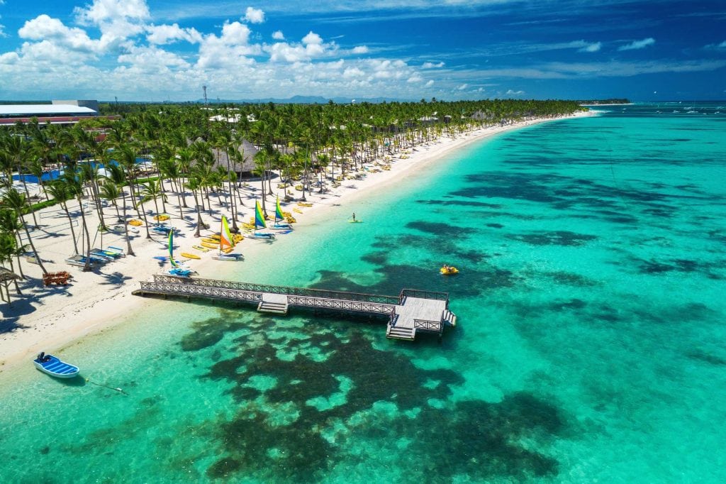 Aerial drone view of Bavaro Punta Cana Dominican Republic