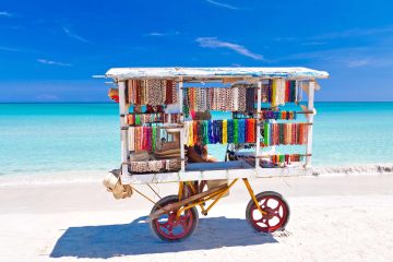 Our favorite beaches from 20 years of travel Cart selling souvenirss on Playa Azul Varadero Cuba