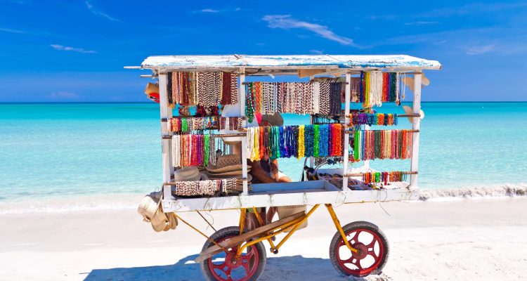 Our favorite beaches from 20 years of travel Cart selling souvenirss on Playa Azul Varadero Cuba