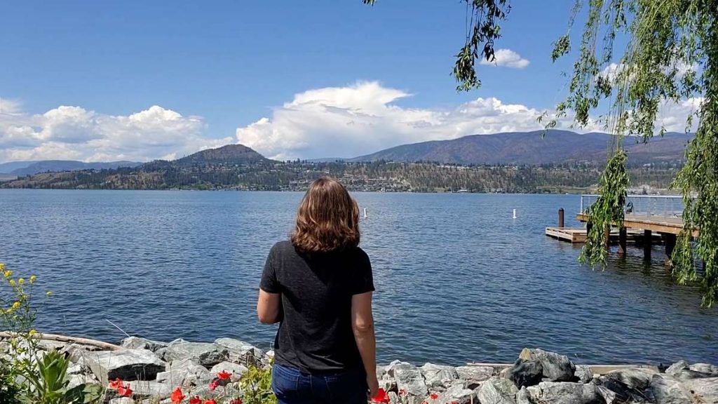 Sync Review Micki overlooking Okanagan Lake