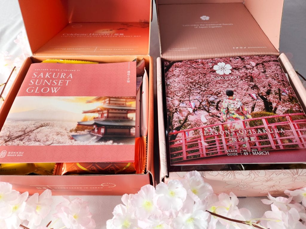 Opening and looking inside Bokksu and Sakuraco Seasons of Sakura